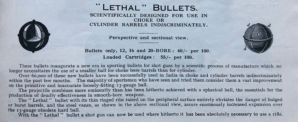 The 'lethal cartridge' referred to in the letter would have been like those in this 1932 catalogue.