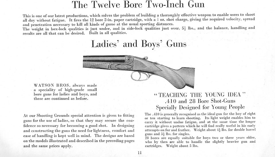 Several makers offered two-inch chambered 12-bores. This is a description from a Watson Bros catalogue.